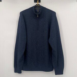 Brooks Brothers 346 Men’s 100% Merino Wool 1/4 Zip Sweater Navy Blue Size XL
